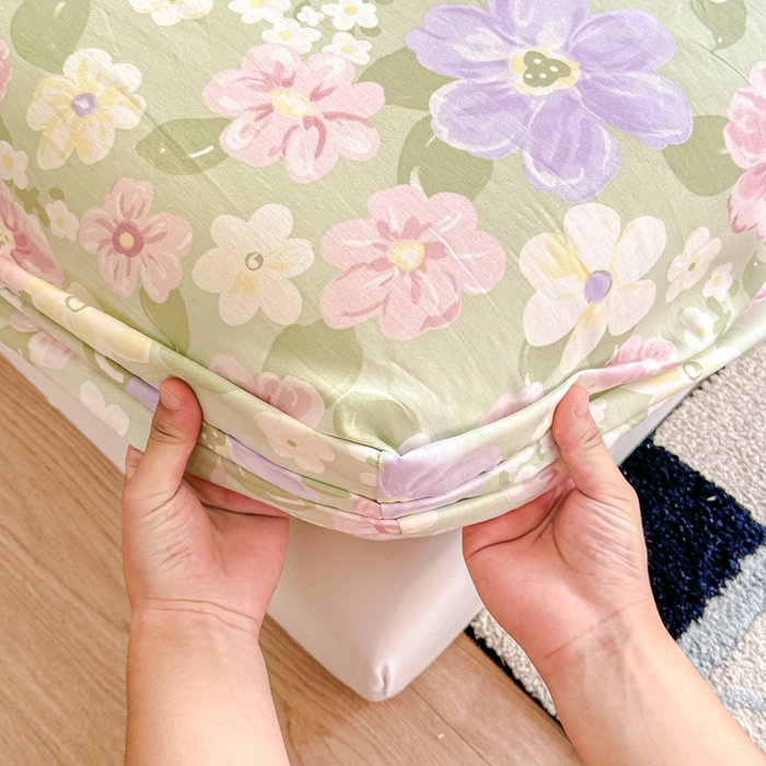 91家纺网 家纺一手货源 找家纺 帛织澜家纺 2025新款喷气12868系列纯棉印花单床笠 七色花海