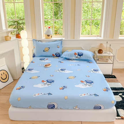 帛织澜家纺 2025新款喷气12868系列纯棉印花单床笠 太空奇遇