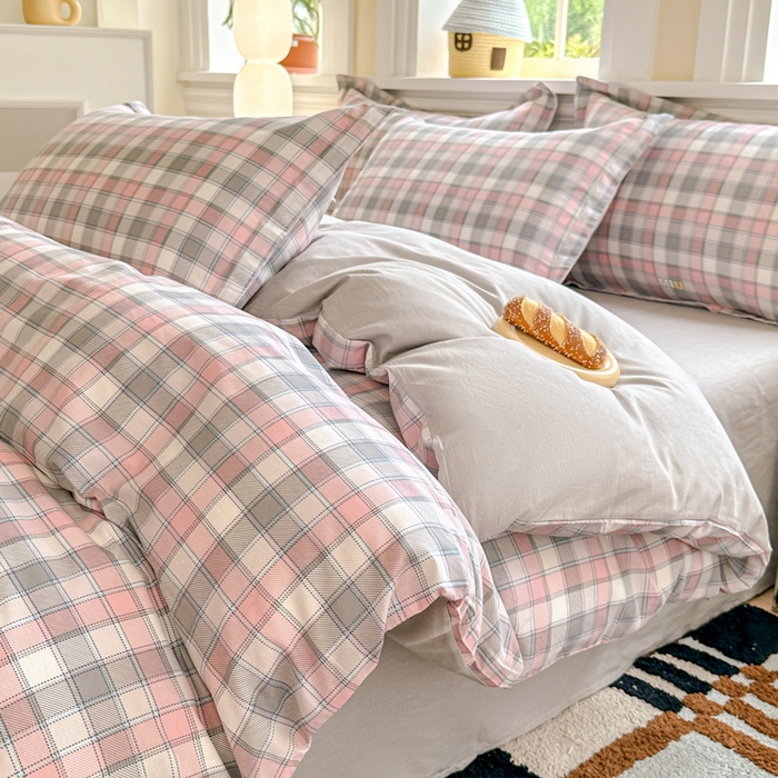 91家纺网 家纺一手货源 找家纺 帛织澜 12868全棉喷气印花四件套 木几小格