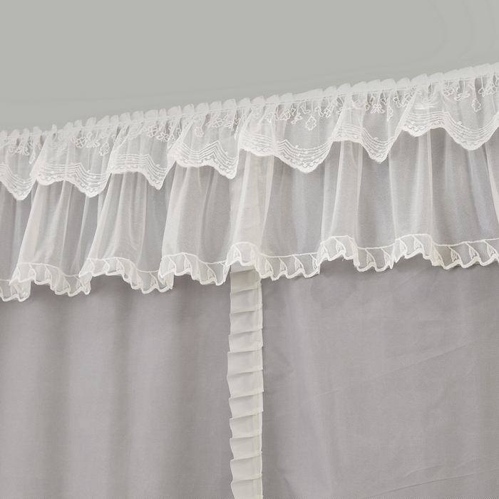 91家纺网 家纺一手货源 找家纺 夏彩 2025新款植绒布蕾丝绣花强遮光铁艺支架学生蚊帐-88625 88625-青术灰