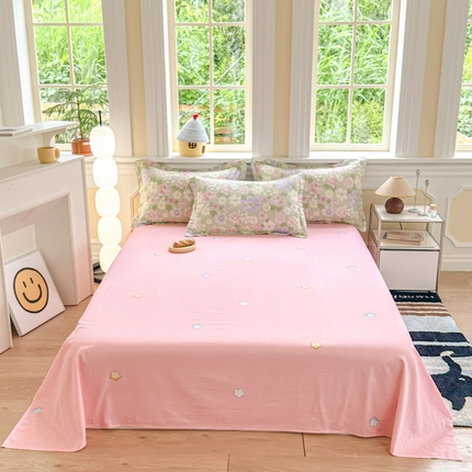 91家纺网 家纺一手货源 找家纺 帛织澜家纺 2025新款12868全棉喷气印花床单单件 七色花海-B版