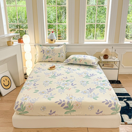 帛织澜家纺 2025新款喷气12868系列纯棉印花单床笠 花漾星辰