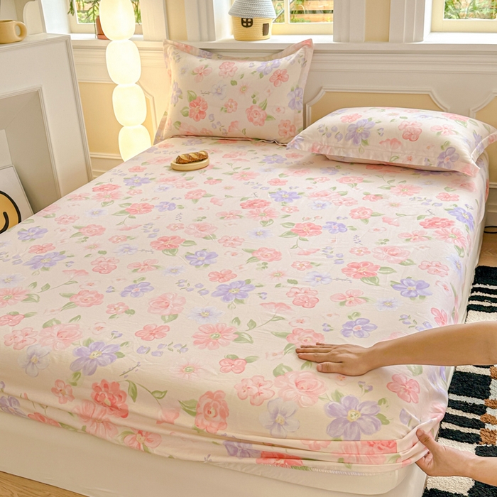 91家纺网 家纺一手货源 找家纺 帛织澜家纺 2025新款喷气12868系列纯棉印花单床笠 遇妍