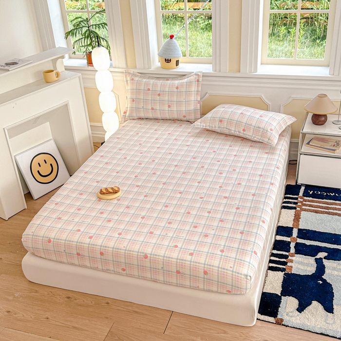 91家纺网 家纺一手货源 找家纺 帛织澜家纺 2025新款喷气12868系列纯棉印花单床笠 草莓派