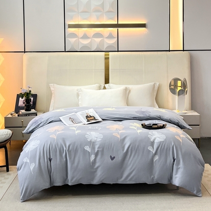 凌鼎 2025新款喷气加厚磨毛单被套 花暖春风灰