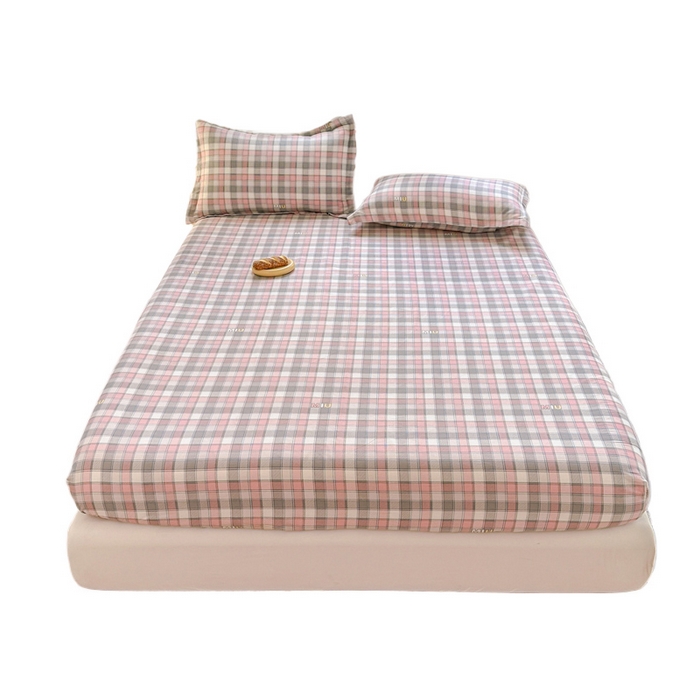 91家纺网 家纺一手货源 找家纺 帛织澜家纺 2025新款喷气12868系列纯棉印花单床笠 木几小格