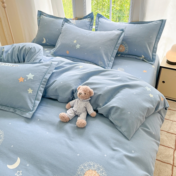 91家纺网 家纺一手货源 找家纺 莱通家纺 2025新款新疆棉加厚生态磨毛印花四件套 蒲公英