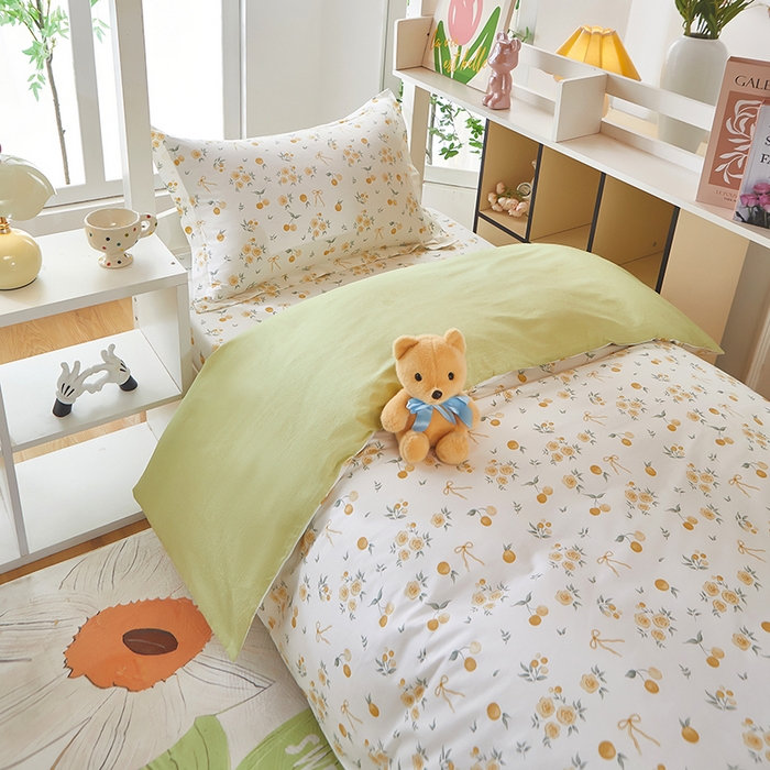 91家纺网 家纺一手货源 找家纺 安逸家纺 2024新款全棉学生三件套纯棉学生宿舍三件套 蕾拉果园