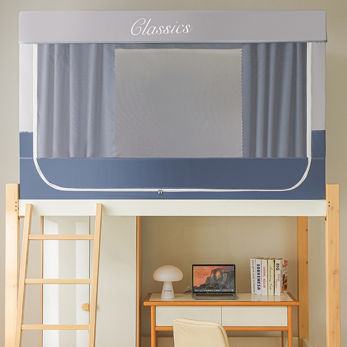 91家纺网 家纺一手货源 找家纺 星际优品 2025新款拼色款学生蚊帐 拼色款-藏青灰