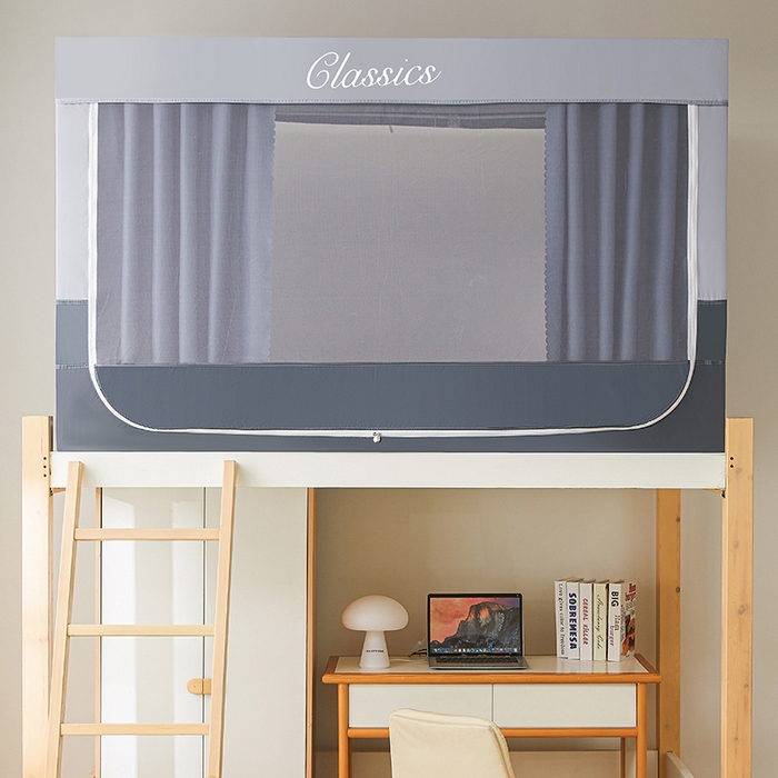 91家纺网 家纺一手货源 找家纺 星际优品 2025新款拼色款学生蚊帐 拼色款-灰蓝