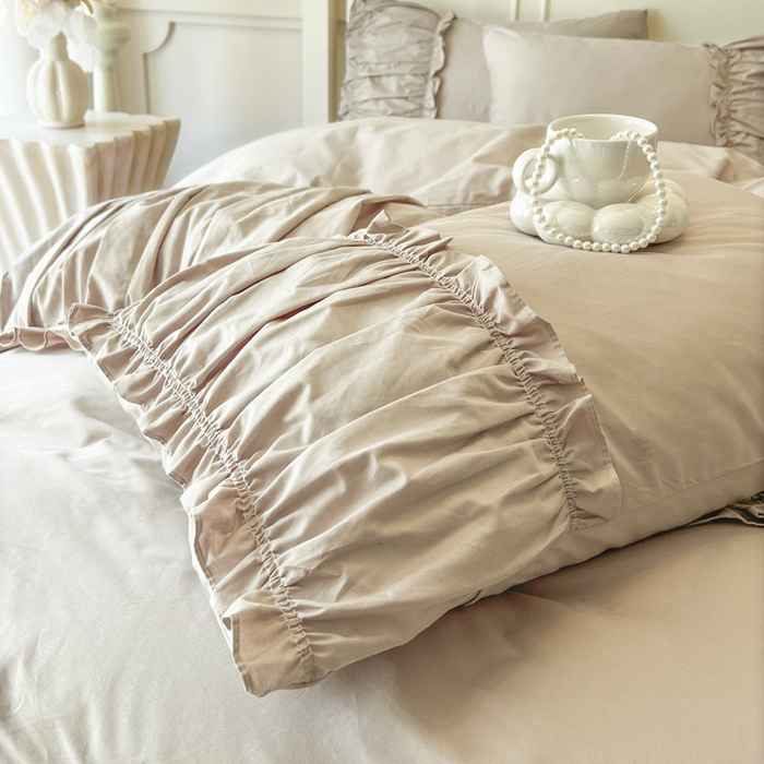 91家纺网 家纺一手货源 找家纺 瑞宝 2025新款法式全棉纯棉花边床裙款四件套-维密 维密 米咖