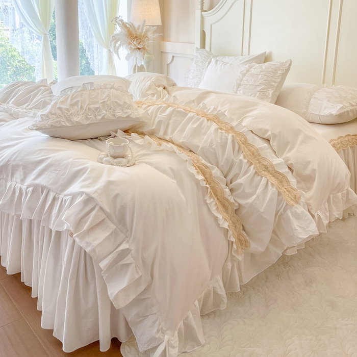 91家纺网 家纺一手货源 找家纺 （总）瑞宝 2025新款法式全棉纯棉花边床裙款四件套-维密