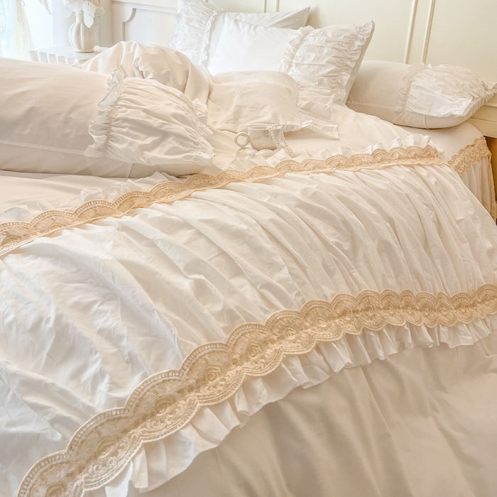 91家纺网 家纺一手货源 找家纺 （总）瑞宝 2025新款法式全棉纯棉花边床裙款四件套-维密