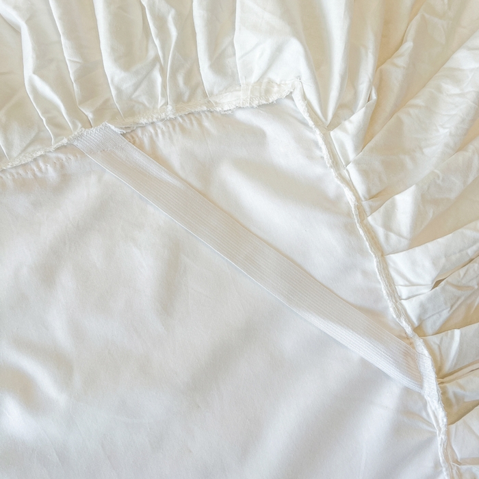 91家纺网 家纺一手货源 找家纺 瑞宝 2025新款法式全棉纯棉花边床裙款四件套-维密 维密 奶油白