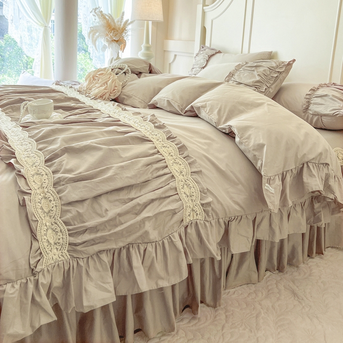 91家纺网 家纺一手货源 找家纺 （总）瑞宝 2025新款法式全棉花边维密系列床裙款三件套