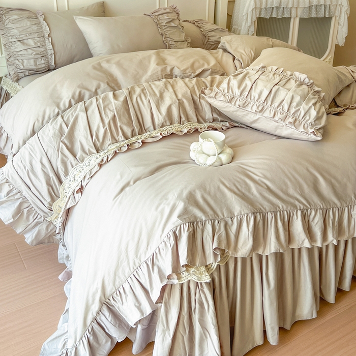 91家纺网 家纺一手货源 找家纺 （总）瑞宝 2025新款法式全棉花边维密系列床裙款三件套