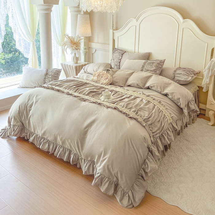 91家纺网 家纺一手货源 找家纺 （总）瑞宝 2025新款法式全棉花边维密系列床裙款三件套