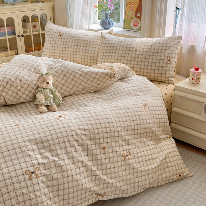 觅糖家纺 2025春夏新款40支全棉纯棉斜纹13370针织四件套 极简主义