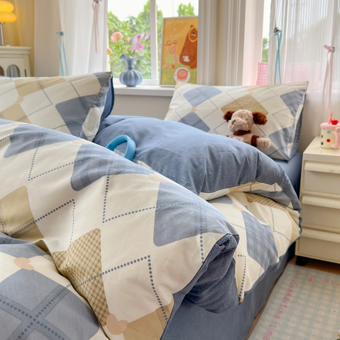 91家纺网 家纺一手货源 找家纺 觅糖家纺 2025春夏新款40支全棉纯棉斜纹13370针织四件套 佳丽斯