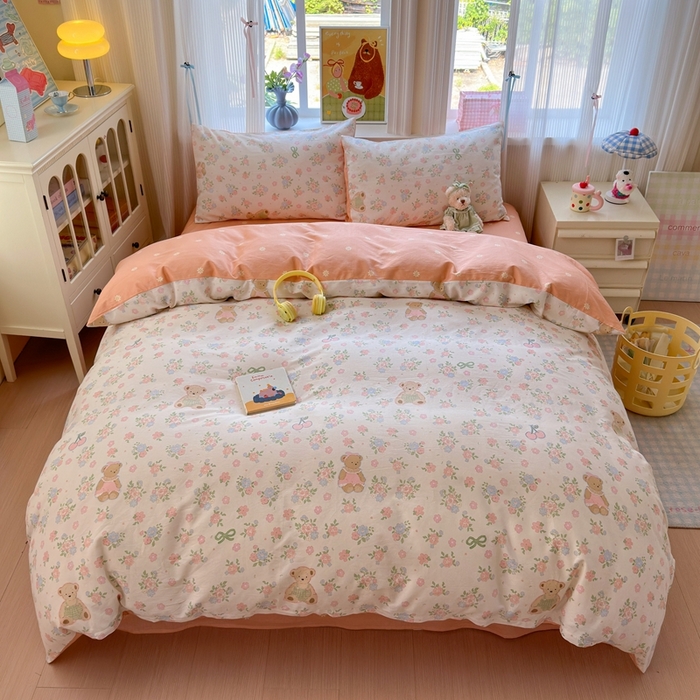 91家纺网 家纺一手货源 找家纺 觅糖家纺 2025春夏新款40支全棉纯棉斜纹13370针织四件套 秘境花园