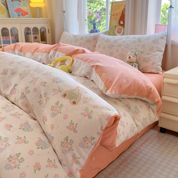 91家纺网 家纺一手货源 找家纺 觅糖家纺 2025春夏新款40支全棉纯棉斜纹13370针织四件套 秘境花园