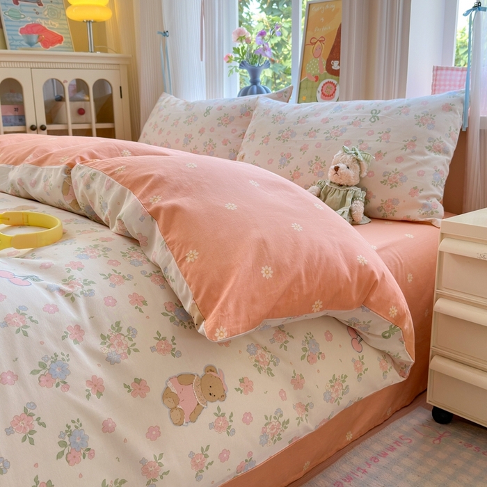 91家纺网 家纺一手货源 找家纺 觅糖家纺 2025春夏新款40支全棉纯棉斜纹13370针织四件套 秘境花园