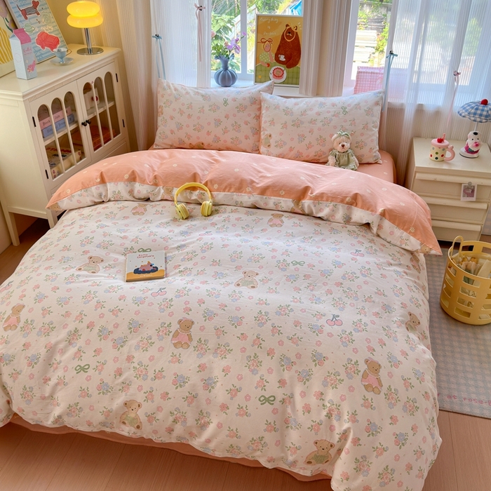 91家纺网 家纺一手货源 找家纺 觅糖家纺 2025春夏新款40支全棉纯棉斜纹13370针织四件套 秘境花园