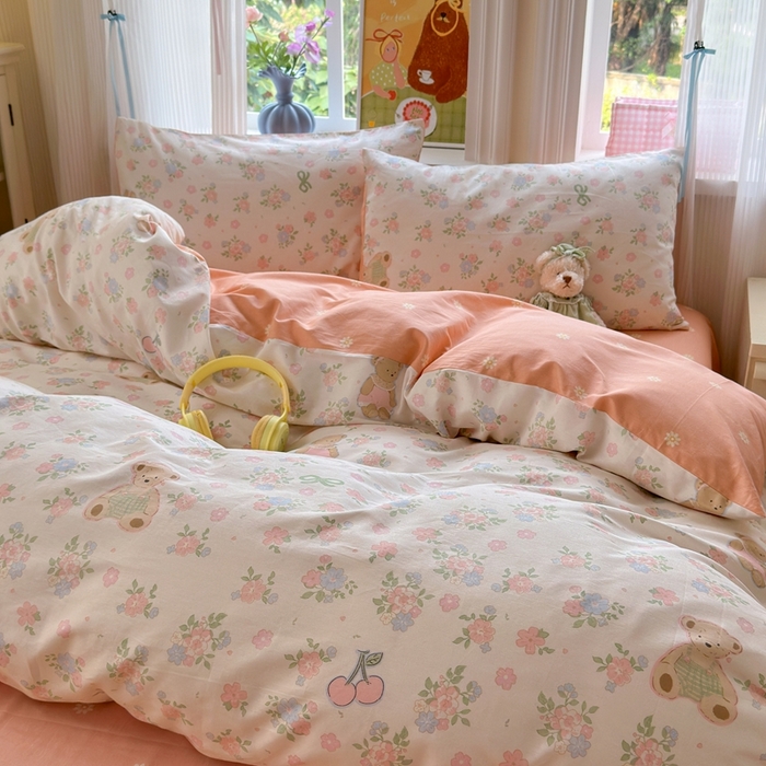 91家纺网 家纺一手货源 找家纺 觅糖家纺 2025春夏新款40支全棉纯棉斜纹13370针织四件套 秘境花园