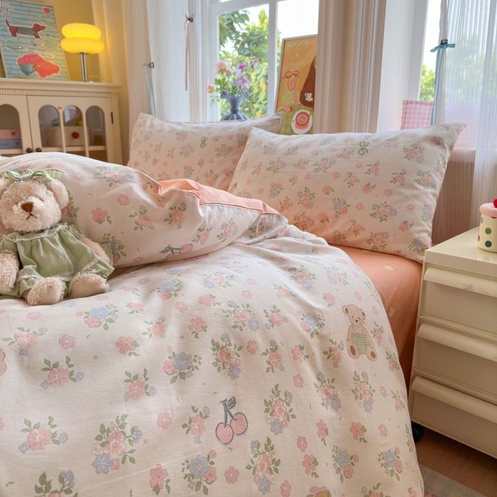 91家纺网 家纺一手货源 找家纺 觅糖家纺 2025春夏新款40支全棉纯棉斜纹13370针织四件套 秘境花园