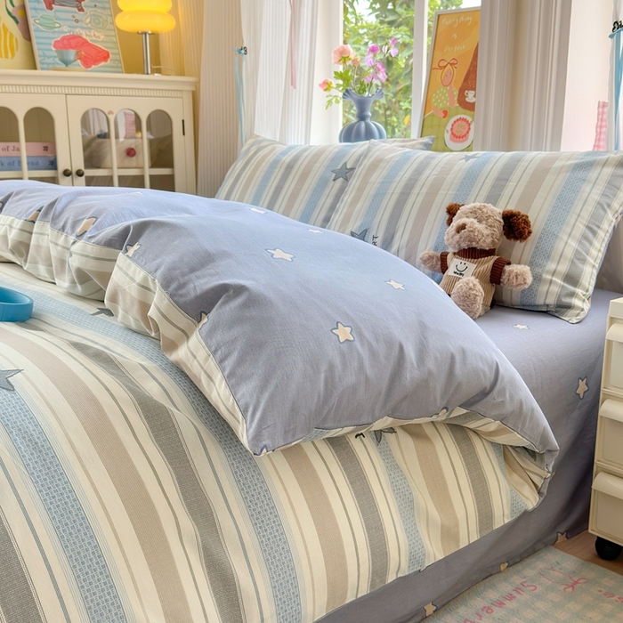 91家纺网 家纺一手货源 找家纺 觅糖家纺 2025春夏新款40支全棉纯棉斜纹13370针织四件套 星光大道