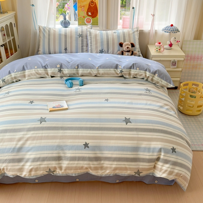 91家纺网 家纺一手货源 找家纺 觅糖家纺 2025春夏新款40支全棉纯棉斜纹13370针织四件套 星光大道