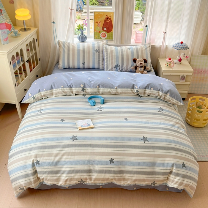 91家纺网 家纺一手货源 找家纺 觅糖家纺 2025春夏新款40支全棉纯棉斜纹13370针织四件套 星光大道