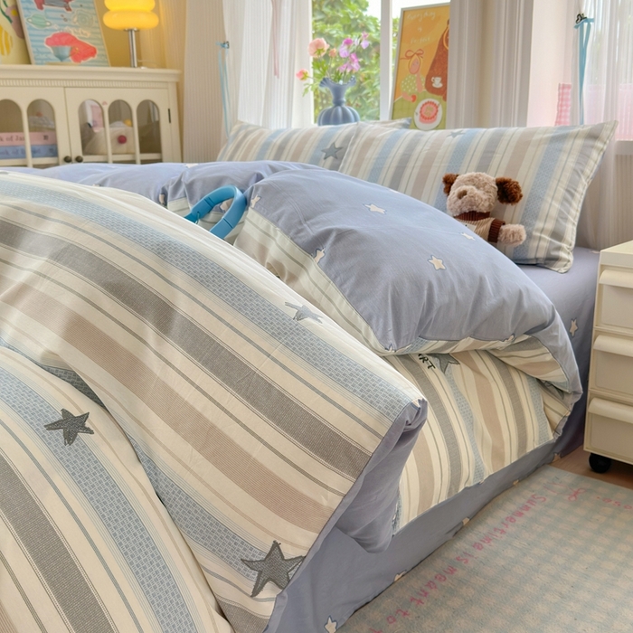 91家纺网 家纺一手货源 找家纺 觅糖家纺 2025春夏新款40支全棉纯棉斜纹13370针织四件套 星光大道