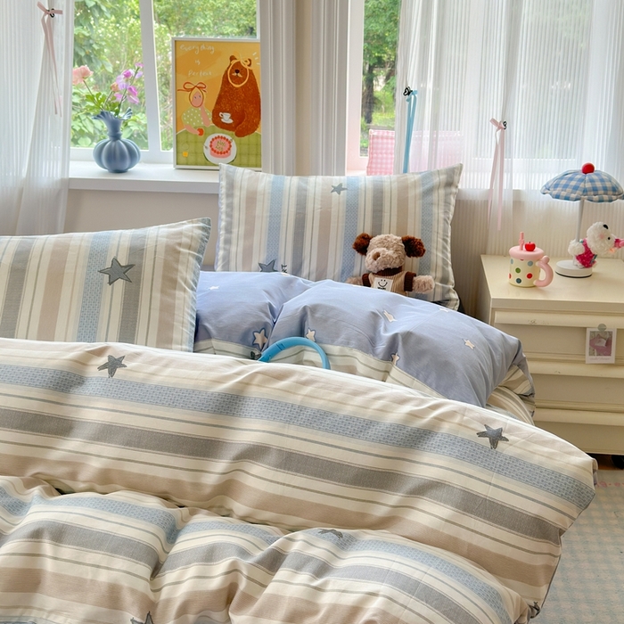 91家纺网 家纺一手货源 找家纺 觅糖家纺 2025春夏新款40支全棉纯棉斜纹13370针织四件套 星光大道