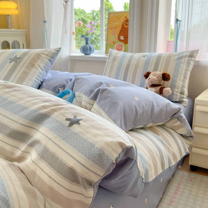 91家纺网 家纺一手货源 找家纺 觅糖家纺 2025春夏新款40支全棉纯棉斜纹13370针织四件套 星光大道