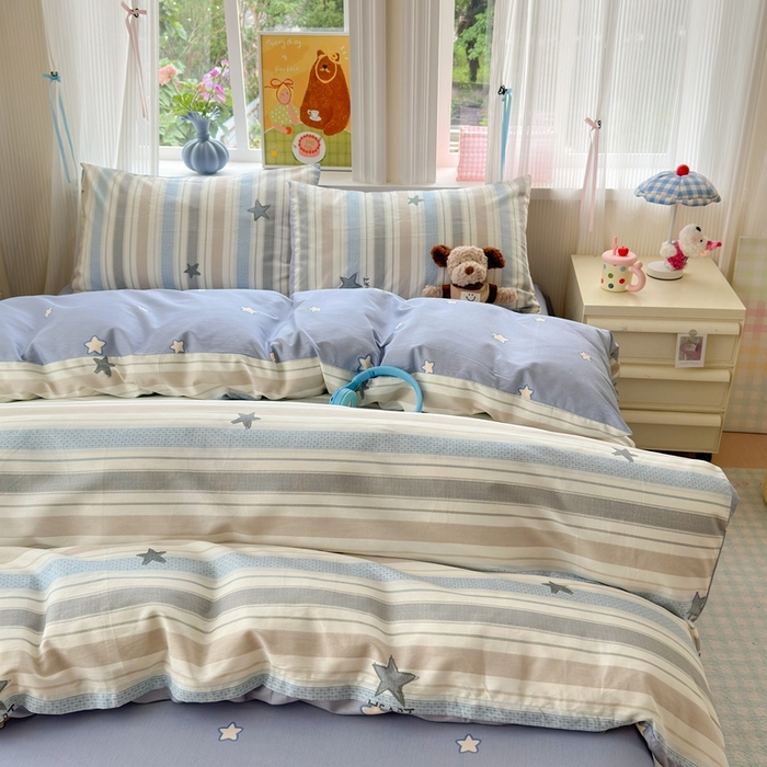 91家纺网 家纺一手货源 找家纺 觅糖家纺 2025春夏新款40支全棉纯棉斜纹13370针织四件套 星光大道