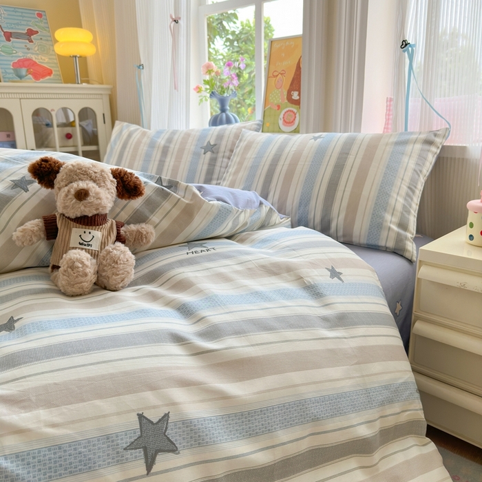 91家纺网 家纺一手货源 找家纺 觅糖家纺 2025春夏新款40支全棉纯棉斜纹13370针织四件套 星光大道