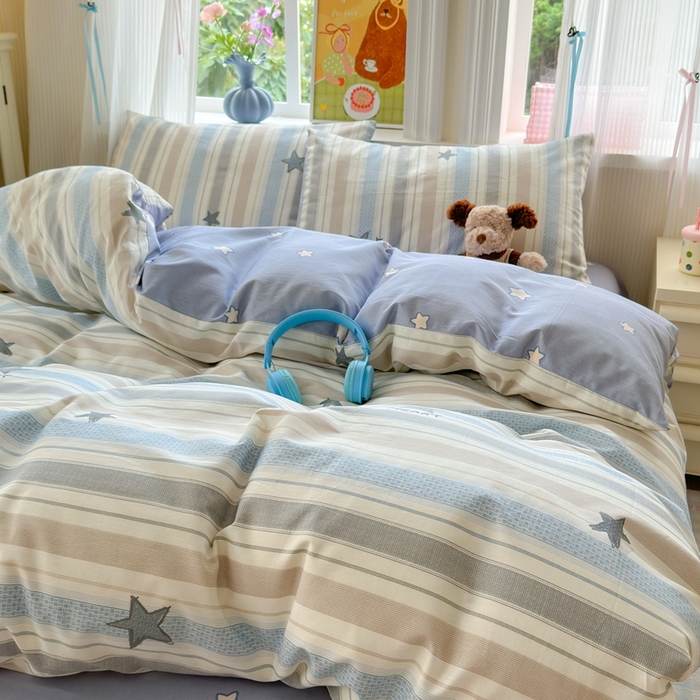 91家纺网 家纺一手货源 找家纺 觅糖家纺 2025春夏新款40支全棉纯棉斜纹13370针织四件套 星光大道