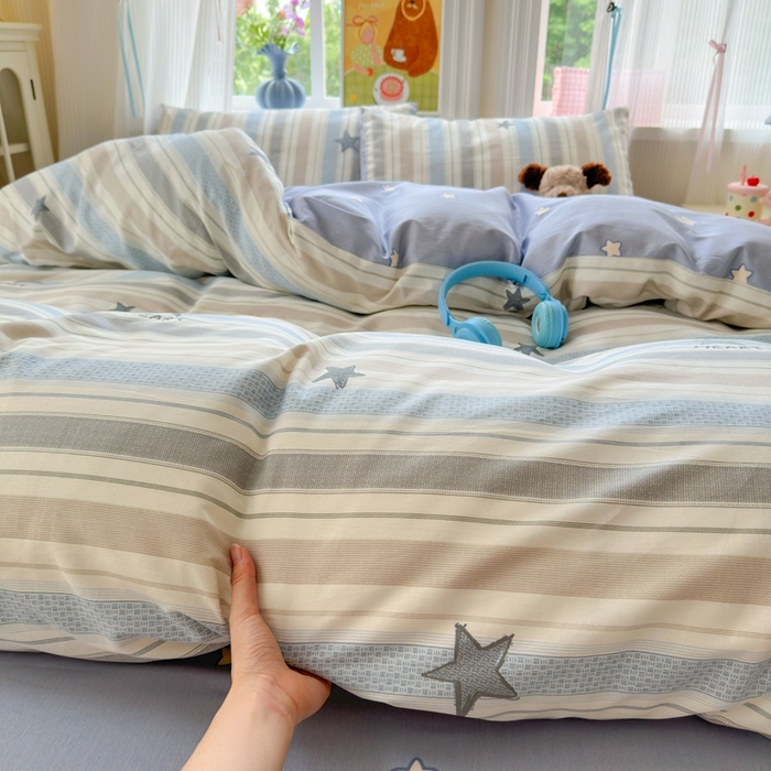 91家纺网 家纺一手货源 找家纺 觅糖家纺 2025春夏新款40支全棉纯棉斜纹13370针织四件套 星光大道