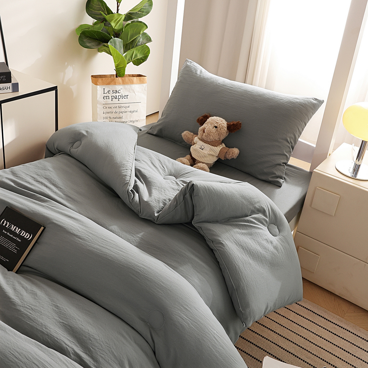 91家纺网 家纺一手货源 找家纺 益多眠 2026新款双拼云朵被冬被被子被芯 双拼系列-烟灰