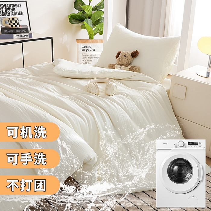 91家纺网 家纺一手货源 找家纺 益多眠 2026新款双拼云朵被冬被被子被芯 双拼系列-奶昔白