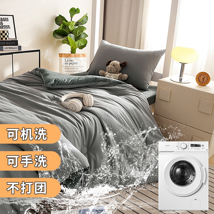 91家纺网 家纺一手货源 找家纺 益多眠 2026新款双拼云朵被冬被被子被芯 双拼系列-烟灰+深灰