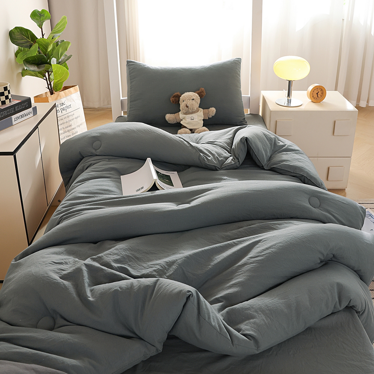 91家纺网 家纺一手货源 找家纺 益多眠 2026新款双拼云朵被冬被被子被芯 双拼系列-深灰