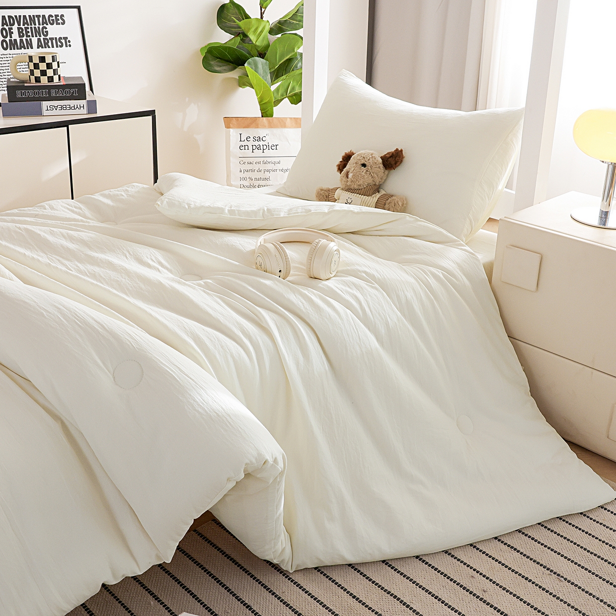 91家纺网 家纺一手货源 找家纺 益多眠 2026新款双拼云朵被冬被被子被芯 双拼系列-奶昔白