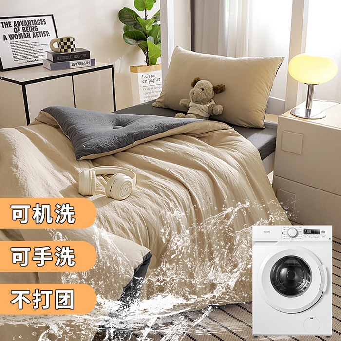 91家纺网 家纺一手货源 找家纺 益多眠 2025新款双拼云朵被冬被被子被芯 双拼系列-奶茶+深灰