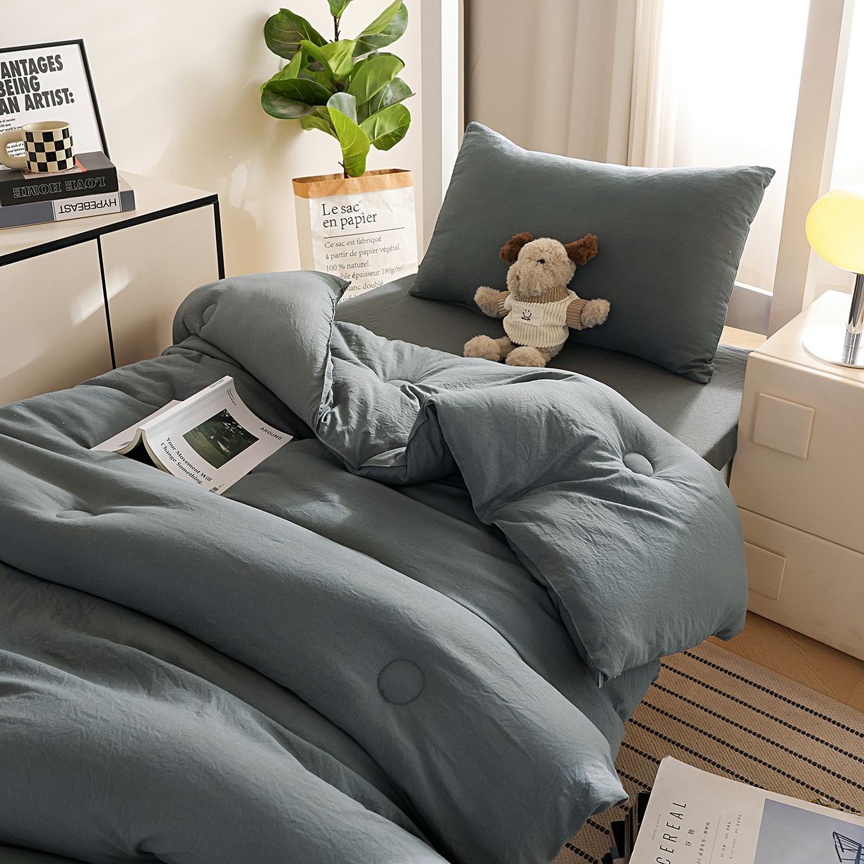 91家纺网 家纺一手货源 找家纺 益多眠 2026新款双拼云朵被冬被被子被芯 双拼系列-深灰