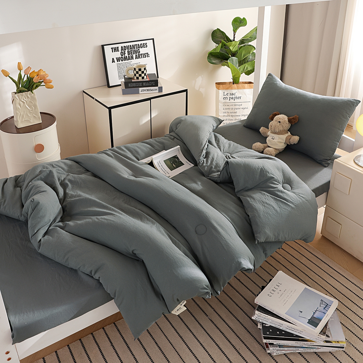 91家纺网 家纺一手货源 找家纺 益多眠 2026新款双拼云朵被冬被被子被芯 双拼系列-深灰