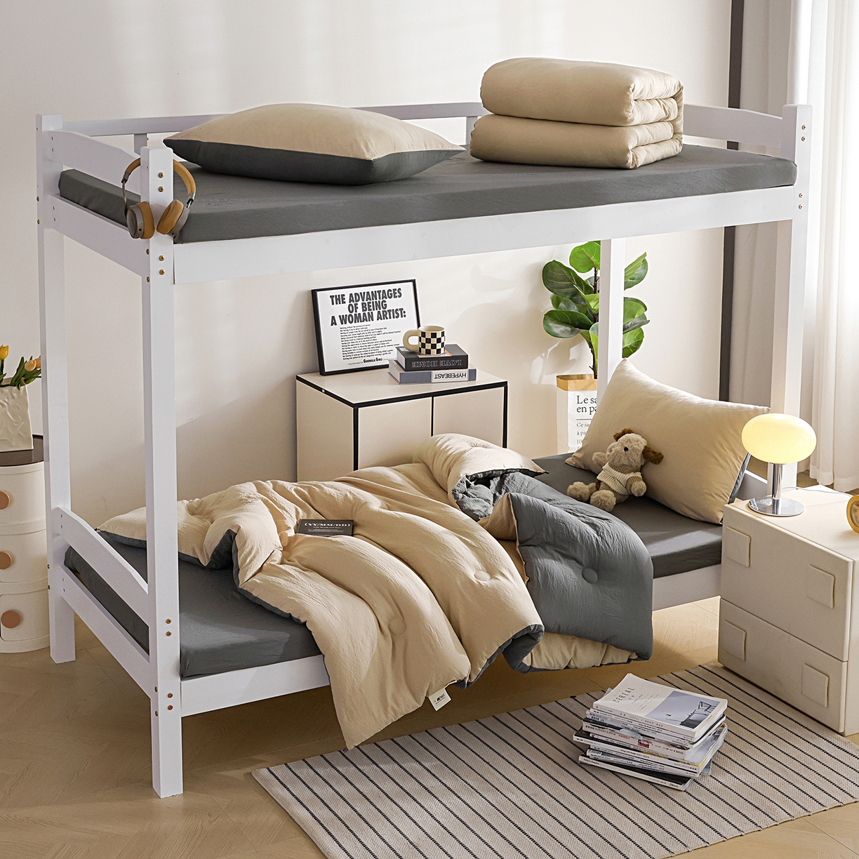 91家纺网 家纺一手货源 找家纺 益多眠 2025新款双拼云朵被冬被被子被芯 双拼系列-奶茶+深灰