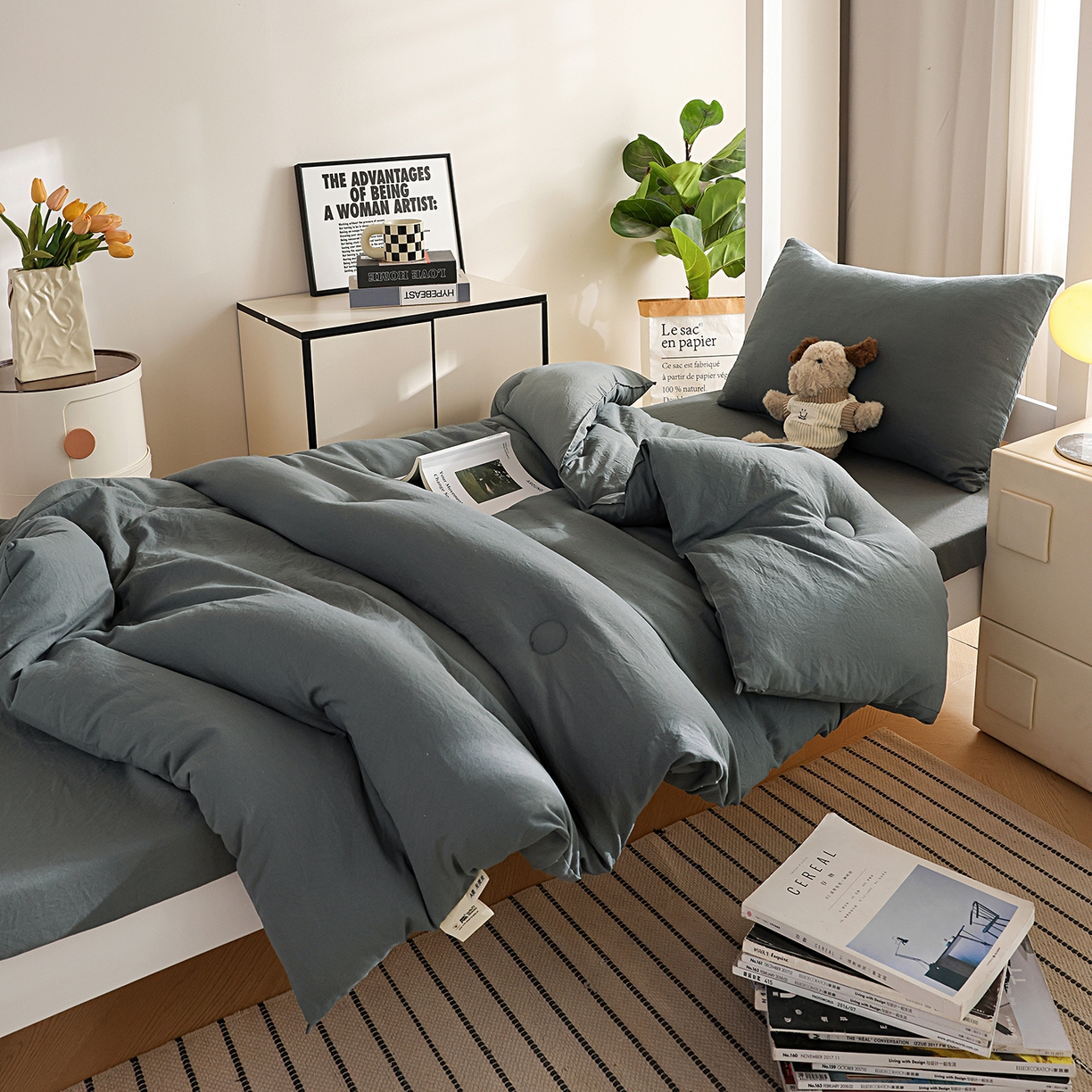 91家纺网 家纺一手货源 找家纺 益多眠 2026新款双拼云朵被冬被被子被芯 双拼系列-深灰