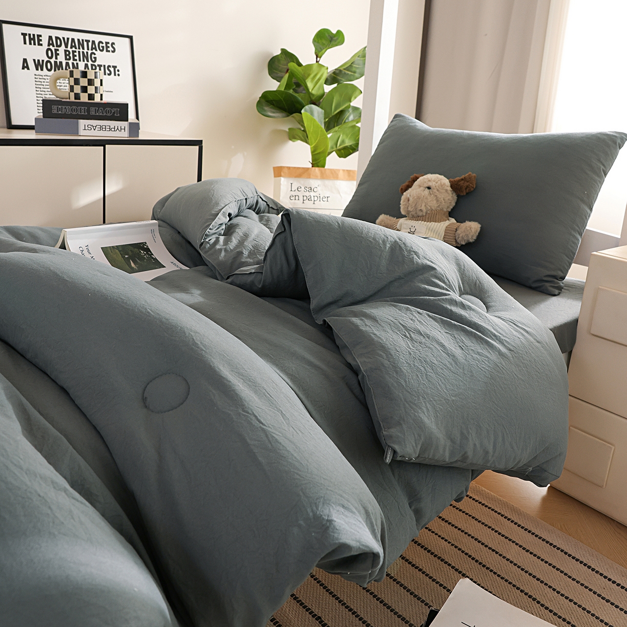 91家纺网 家纺一手货源 找家纺 益多眠 2026新款双拼云朵被冬被被子被芯 双拼系列-深灰